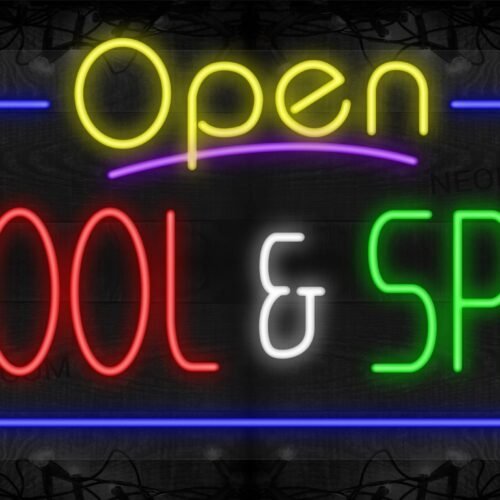 Open pool & Spa with Blue Border LED Flex Sign