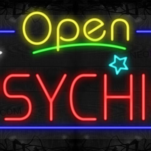 Open Psychic with Star Images and Blue Border LED Flex Sign