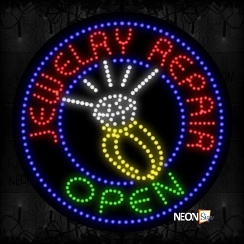 Round 'Jewelry Repair Open' With Image LED Bulb