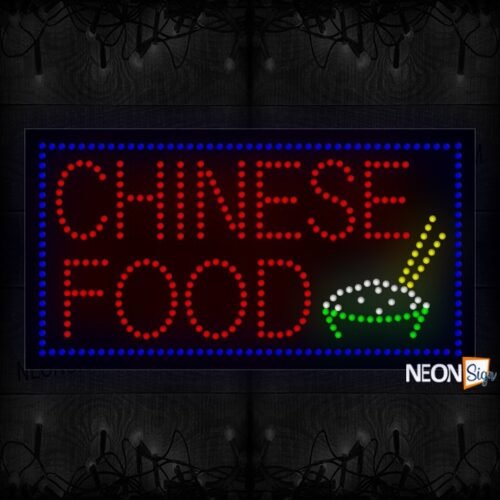 Chinese Food in red With Blue Border and logo LED Bulb