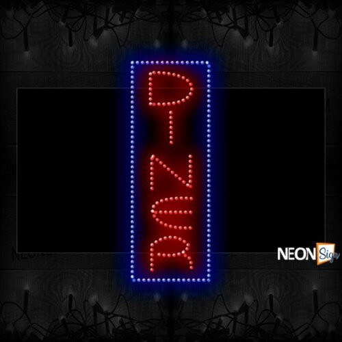 Vertical 'Diner' With Blue Border LED Bulb