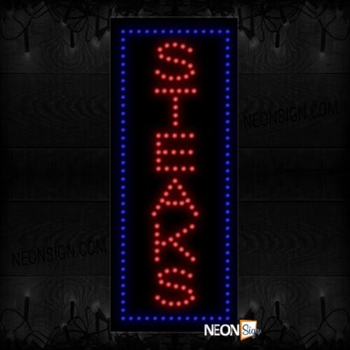 Steaks In Red With Blue Border (Vertical) LED Bulb