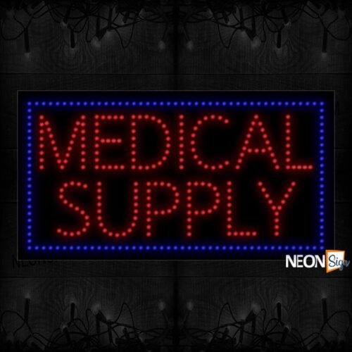 Medical Supply in red With Blue Border LED Bulb