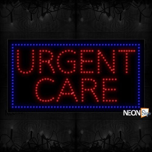 Urgent Care With Blue Border LED Bulb
