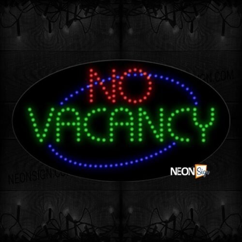 No Vacancy With Blue Arc Border LED Bulb
