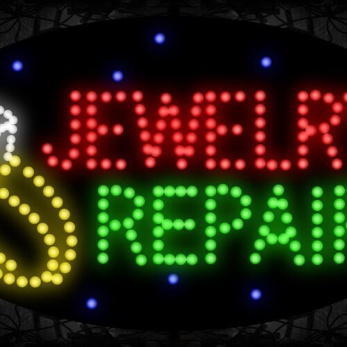 Jewelry Repair in red and green with logo LED Bulb