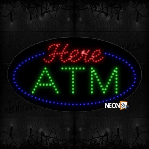 Here Atm With Blue Round Border LED Bulb