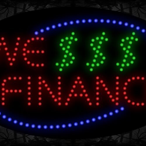 We $$$ Finance In Red With Blue Arc Border LED Bulb