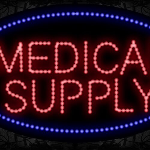 Medical Supply in red With Blue Oval Border LED Bulb
