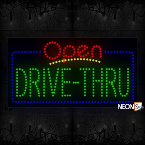 Open Drive-Thru With Blue Border LED Bulb