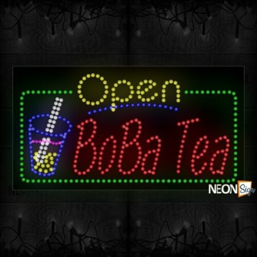Open Boba Tea With Green LED Bulb