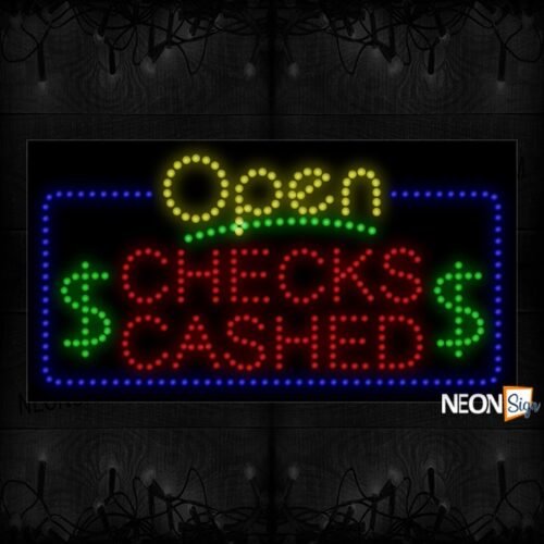 Open Checks Cashed With Dollar s And Blue Border LED Bulb