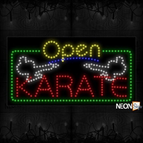 Open Karate With Logoi And Green Border LED Bulb