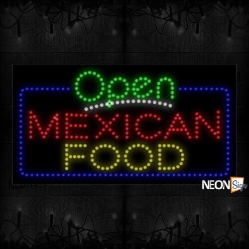 Open Mexican Food With Blue Border LED Bulb