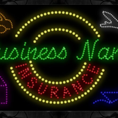Business Name Insurance With Circle Border & Logo LED Bulb