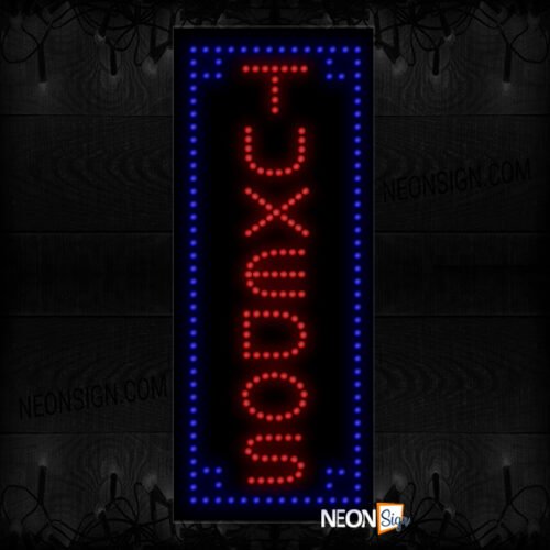 Image of Tuxedos In Blue Border With Boxes On Edges LED Bulb