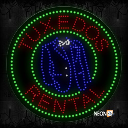 Image of Tuxedos Rental With Green Circle Border And Logo LED Bulb