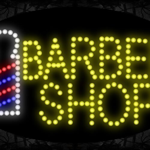 Barber Shop in yellow with logo LED Bulb