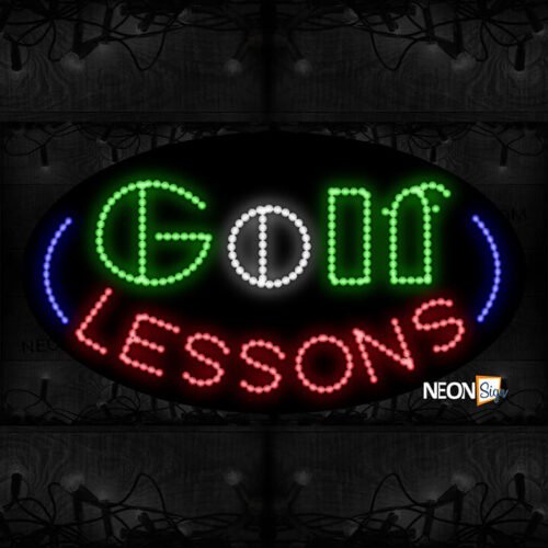 Image of Golf Lessons With Blue Arc Border LED Bulb