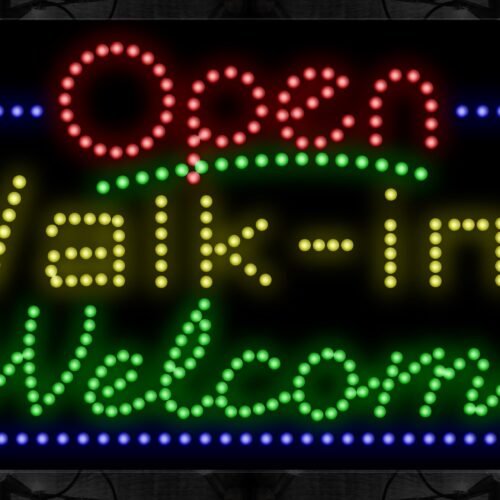 Image of Open Walk-Ins Welcome With Cursive LED Bulb