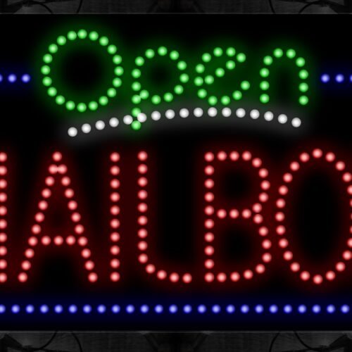 Image of Open Mailbox With Blue Border And White Line LED Bulb