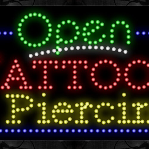 Image of Open Tattoo Piercing With Blue Border And White Line LED Bulb